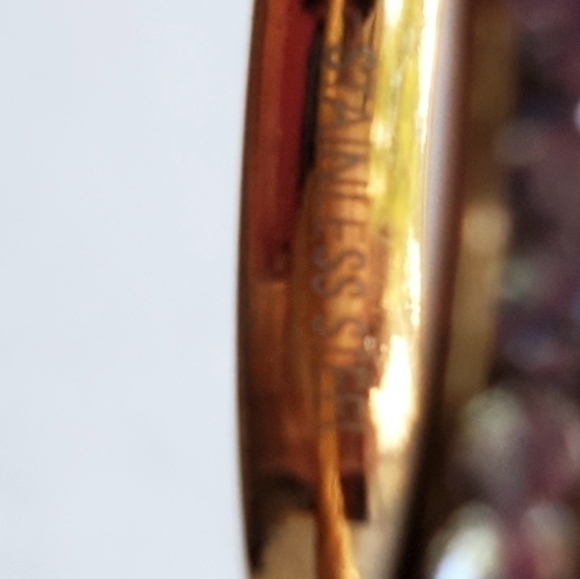 Two Stainless Steel Rhinestone Rings Size 7-1/2 NWOT - Picture 12 of 13